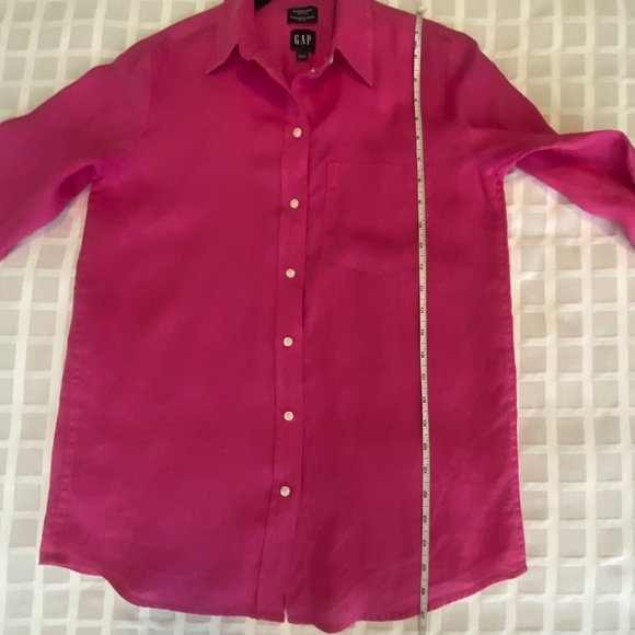 100% Linen Oversized Button Down Shirt Fuchsia - Picture 6 of 11